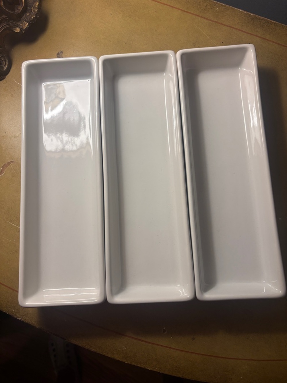 Pottery Barn White Ceramic Trays, Set of Three